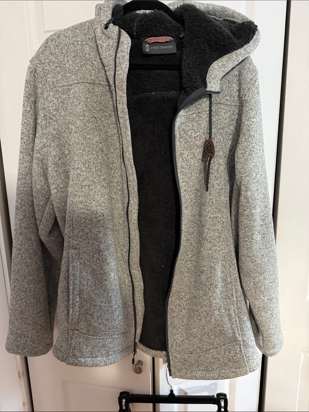 Free Country Unisex Light Gray Sherpa-Lined Hooded Jacket